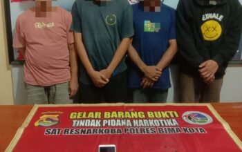 Tim Opsnal Cobra Sat Resnarkoba Berhasil Mengamankan 4 Terduga Pelaku Penyalahgunaan Narkotika Jenis Shabu