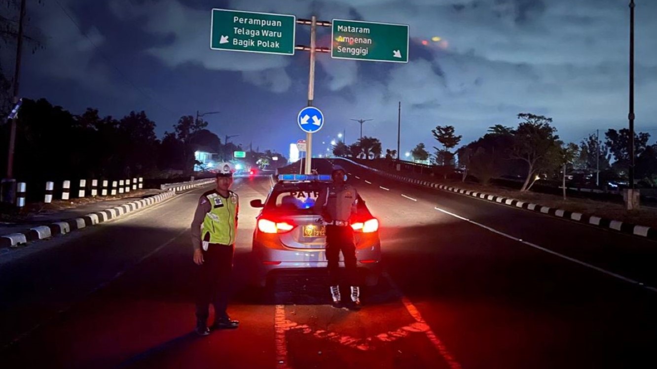 Polsek Kediri Jaga Bypass BIL Aman Hingga Subuh