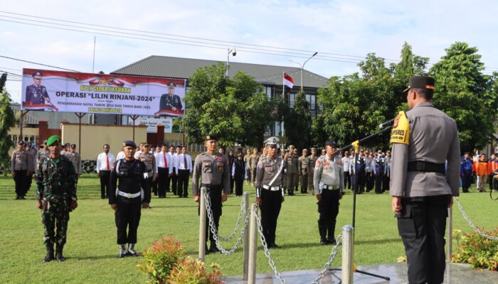 Polres Bima Kota Laksanakan Apel Gelar Pasukan Operasi Lilin Rinjani 2024 untuk Pengamanan Natal dan Tahun Baru