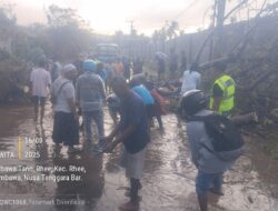 Sigap di Tengah Hujan Lebat, Personel Polsek Rhee Bantu Warga Atasi Banjir dan Pohon Tumbang