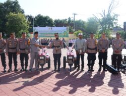 Dukung Ketahanan Pangan, Polres Sumbawa Serahkan Bantuan Alsintan kepada Kelompok Tani.