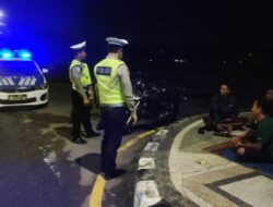 Satlantas Polres Lombok Barat Patroli Malam di Jalur Bypass BIL II