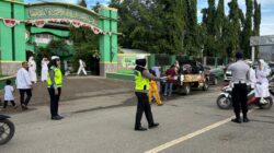 Lantas Polsek Rasanae Barat Laksanakan Strong Point Pagi, Ciptakan Kamseltibcarlantas