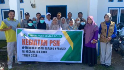 Berantas Virus DBD, Polsek Bolo Gelar Sosialisasi dan Gotong Royong Bersama PKM Bolo dan Pemdes Tambe