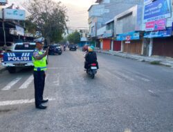 Personel Polres Bima Kota Laksanakan Gatur Pagi, Wujudkan Kamseltibcarlantas yang Aman dan Lancar