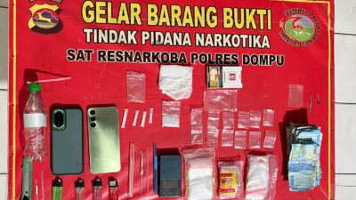 SATRESNARKOBA POLRES DOMPU GAGALKAN DUGAAN PEREDARAN SABU DI PEKAT, DUA TERDUGA PELAKU DIAMANKAN DENGAN BARANG BUKTI 9,12 GRAM