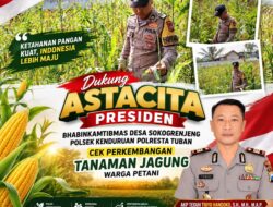 Dukung Astacita Presiden, Bhabinkamtibmas Desa Sokogrenjeng Polsek Kenduruan Polresta Tuban Cek Perkembangan Tanaman Jagung Warga