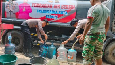 Lagi, Polres Bima Kota Salurkan Air Bersih, Wujud Nyata Kepedulian Polri kepada Masyarakat