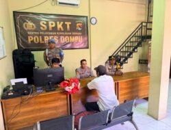 SI PROPAM POLRES DOMPU AWASI PELAYANAN SPKT, PASTIKAN MASYARAKAT MENDAPAT PELAYANAN HUMANIS DAN RESPONSIF